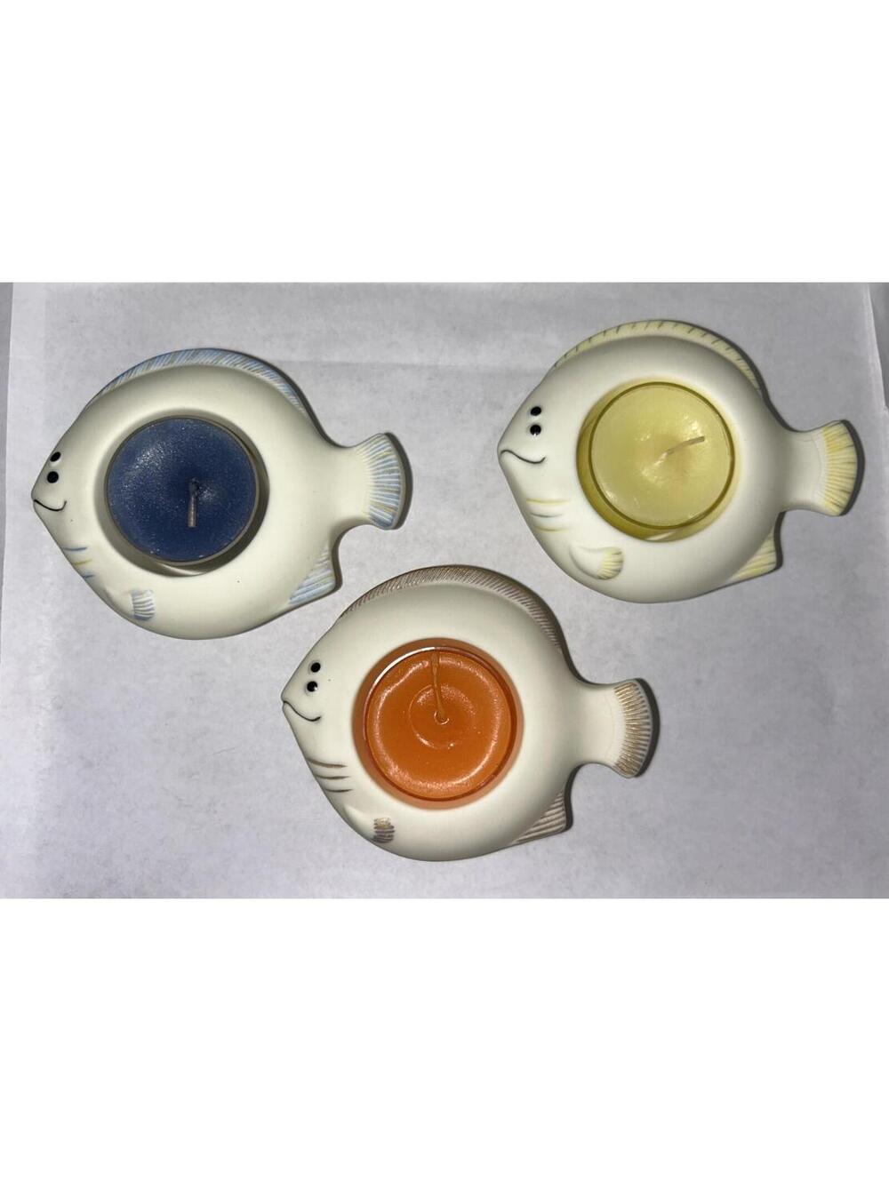 PartyLite Aqua Pals Floating Fish Tealight Candle Holders Retired P7144 Vintage